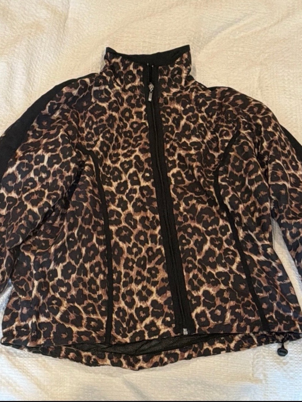 Leopard Print Teddy Jacket with Zip - Black/Brown